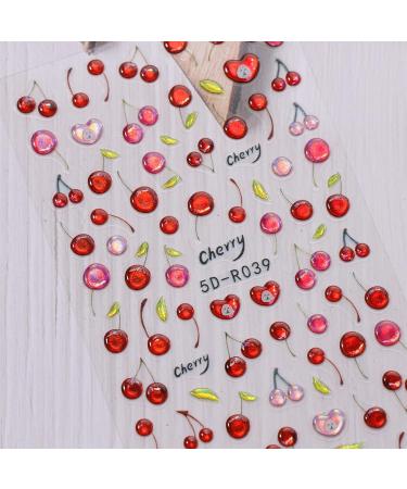 JMEOWIO 3D Embossed Cherry Lemon Nail Art Stickers - Self-Adhesive 5D Decals for Spring Summer - Colorful Nail Supplies & Accessories (4 Sheets - Buy Online on GoSupps.com