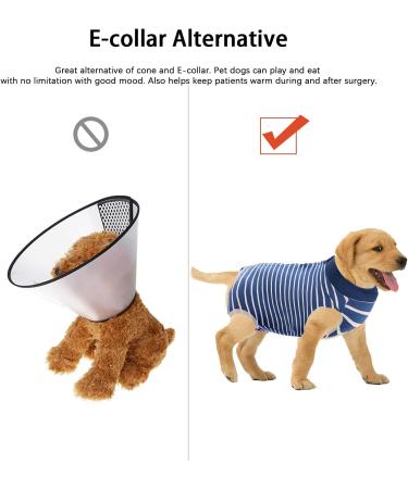 Ouuonno Healing Suits for Dogs | Surgical Relaxation for Abdominal Wounds & Skin Diseases | Cone Alternatives (XS Stripes Blue) - Buy Online on GoSupps.com