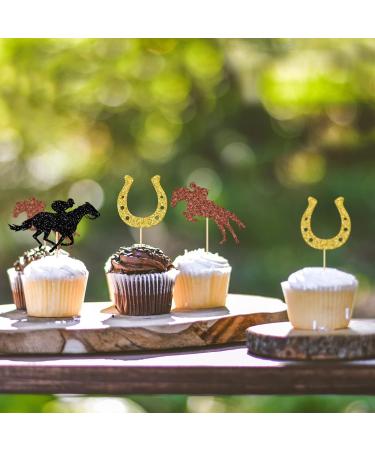 Horse Equestrian Cupcake Toppers Horseshoe Cupcake Toppers Jockey Horse Racing Cupcake Toppers Kentucky Derby Party Decorations Horse Party Supplies 24 Pcs - Buy Online on GoSupps.com