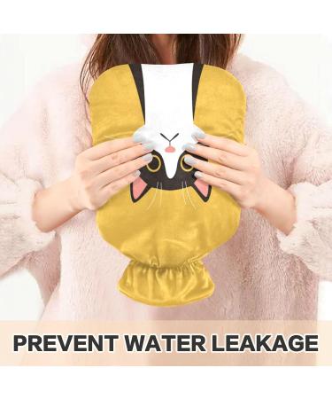 Hot Water Bottle 2L with Cute Black Cat Cover - Pain Relief & Winter Warmth for Hands & Feet - Buy Online on GoSupps.com