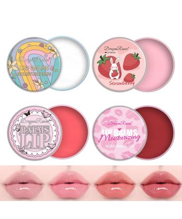 Domality 4PCS Lip Balm Set - Moisturizing & Hydrating Korean Lipstick for Lips Prevention Dry and Cracked Christmas Gifts for Soft & Smooth Lips