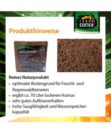 Coco's Ground Coconut Humus for Terrariums - 70L Organic Substrate for Amphibians Reptiles & Invertebrates - 5kg Pressed Flower Earth - Buy Online on GoSupps.com