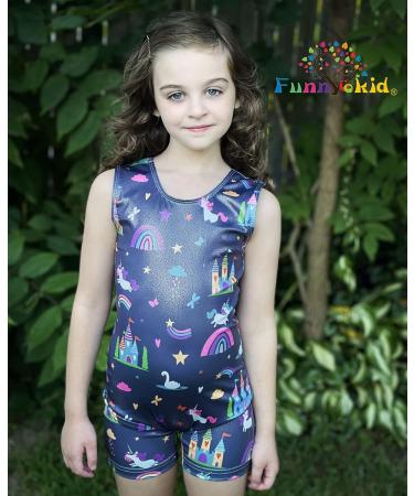Girls Gymnastics Leotards with Shorts | Sparkle Dance Unitards | Mermaid Active Biketards | Black | 6-7 Years - Buy Online on GoSupps.com