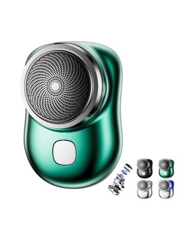 Alkyne Mini-Shave Portable Electric Shaver Mini-Shave Portable Electric Shaver Pocket Wet & Dry Men's Shaver USB Rechargeable Shaver Suitable for Home Travel Father's Day Gifts (Green)