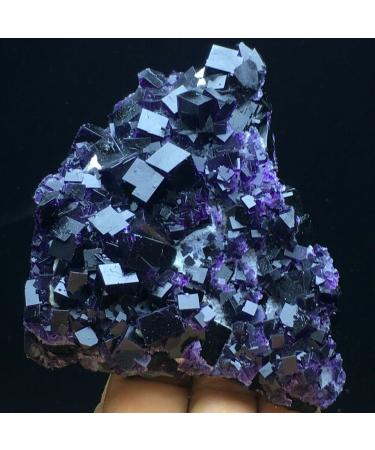 256.5g Natural Cube Deep Purple Fluorite Crystal Cluster Specimen/China Crystal Cluster