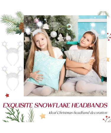 Weewooday 2 Pieces Carnival Light up Snowflakes Head Boppers Feather Snowflake Headbands with White Flashing LED Lights Women Girls Hair Bands White Headdress Snowflake Hair Accessories for Party - Buy Online on GoSupps.com