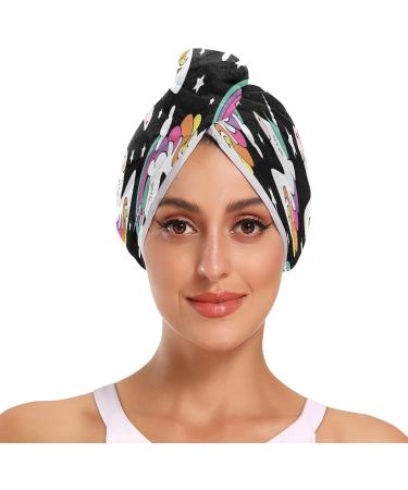 Colorful Pony & Star Dry Hair Cap Set | 2 Piece Quick Drying Towel with Button Headband | Super Absorbent & Soft - Buy Online on GoSupps.com
