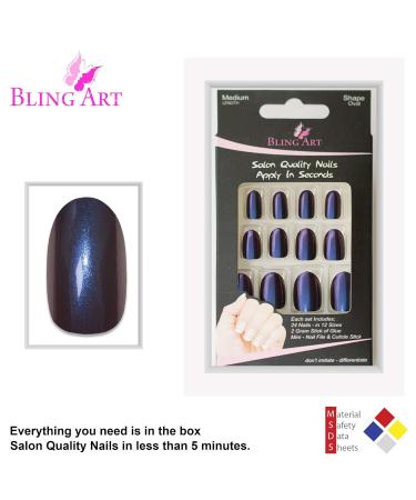 Buy Bling Art Blue Purple Chameleon False Nails - 24 Oval Medium Tips with Glue for Stunning Manicures - International Shipping Available - Buy Online on GoSupps.com