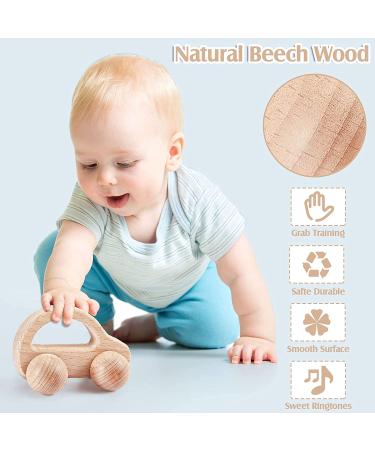 Wooden Montessori Baby Toys Set | Rattles, Push Car & Newborn Gifts | 0-12 Months - Buy Online on GoSupps.com