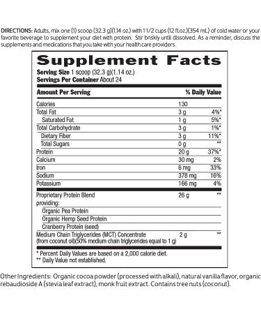 Biochem 100% Plant Protein Chocolate 27.3 Oz - 20g Vegan Protein - Complete Amino Acid Profile - Keto-Friendly - Hemp Seed, Pea Protein, Cranberry, Matcha Tea, Cocoa - 1.70lb Pack - Buy Online on GoSupps.com