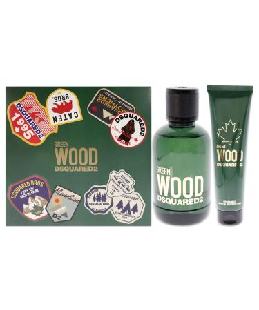 Dsquared2 Green Wood Men 3.4oz EDT Spray 5.0oz Bath and Shower Gel 2 Pc Gift Set