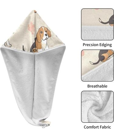 Beagle Dog Hair Towel 2 Pack - Super Absorbent Quick Dry Hair Turbans for Women & Girls - Buy Online on GoSupps.com