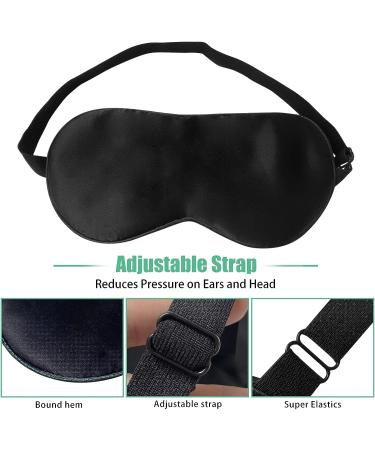 2 Pack 100% Pure Silk Sleep Mask Set - Adjustable Strap, Blocks Light, Reduces Puffy Eyes - BeeVines Eye Shade Cover - Ideal for Sleeping - Black & Pink - Buy Online on GoSupps.com