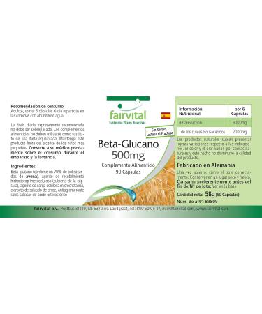 Fairvital | B ta glucane 500mg - 15 jours - VEGAN - Fortement dos - 90 g lules - normalis 70% de polysaccharides d'avoine - Buy Online on GoSupps.com