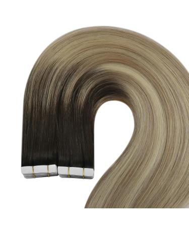Youngsee Real Hair Extensions - 45cm Tape Balayage - Brown & Blonde Ombre Remy Hair 50g #4/145 #4/14/60 - Buy Online on GoSupps.com