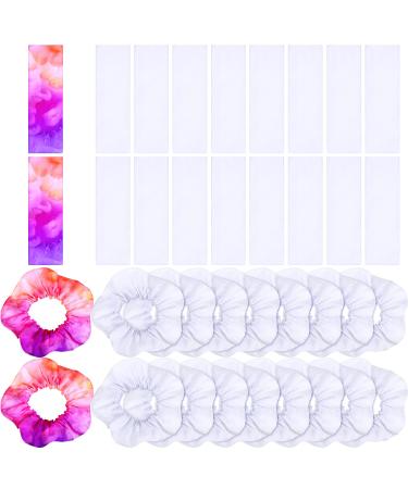 36 Pieces Tie Dye White Scrunchies and White Stretchy Headband  Solid Scrunchies Elastic Hair Ties Cotton Soft Elastic Headbands Yoga Headband Ponytail Holder for Women Girls Hair Styling Accessories