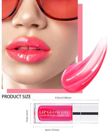 Plumping Lip Glow Oil Hydrating Tinted Lip Oil Gloss Transparent Toot Lip Oil Long Lasting Lip Balm Moisturizing Glow Oil Fresh Texture Glitter Shine Primer Lip Tint Lip Care Product (015 Cherry) #015 Cherry - Buy Online on GoSupps.com