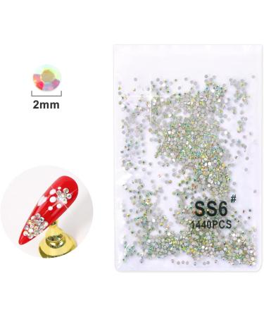 1440PCS 2MM Flat Back Crystal AB Rhinestones for Nail Art - Professional Nail Gems for Face, Teeth, DIY Crafts - Buy Online on GoSupps.com