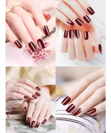 EBANKU Dark Red Gel Nail Polish Strips - 20 Stickers with File, Stick & Sealing Strip | Semi Cured, Adhesive Wraps for UV/LED Lamp - Buy Online on GoSupps.com