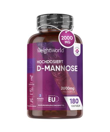 D -Mannose - 180 capsules - 2000mg per daily dose - vegan & without magnesium stearate - Light alternative to D -mannose powder and cranberry capsules/tablets - Dietary supplements from Weightworld - Buy Online on GoSupps.com