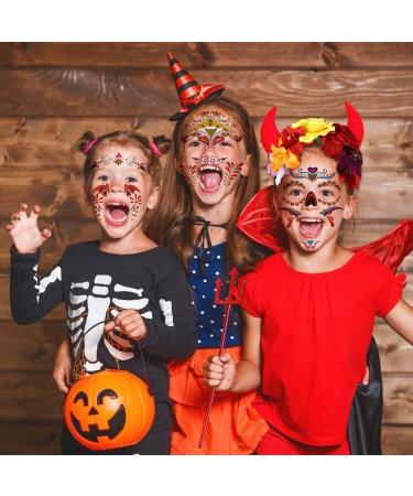 BigOtters Day of The Dead Headband Set - 4Pcs Flower Crown Headband with Halloween Dead Tattoos for Mexican Theme Decor & Fiesta Party Favor - Buy Online on GoSupps.com