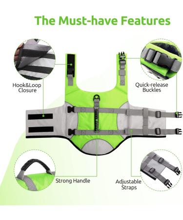 Buy Cit toile Dog Life Jacket - Small Reflective Strong Buoyancy & Breathable for Water Sports - Green L - Buy Online on GoSupps.com