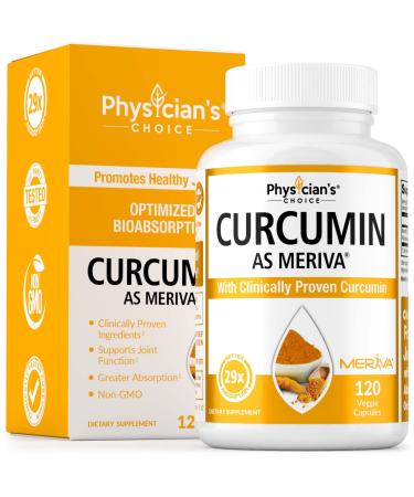 Physician's Choice Curcumin Meriva 500 - Clinically Studied - 29x Better Absorption Than Ordinary Turmeric Curcumin Supplements - Scientifically Substantiated Joint Support - 120 Capsules