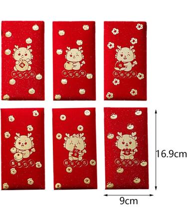 AWHAO 6 Pieces Chinese New Year Red Envelopes 2024 Dragon Year Red Packet Hong Bao for Birthday Style C - Buy Online on GoSupps.com
