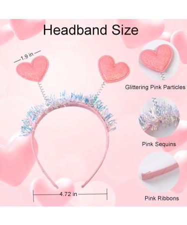 Pink Heart Headbands and Heart Shape Sunglasses for Women Valentines Day Accessories Party Props Cupid Costume Holiday Wedding Birthday Accessory - Buy Online on GoSupps.com