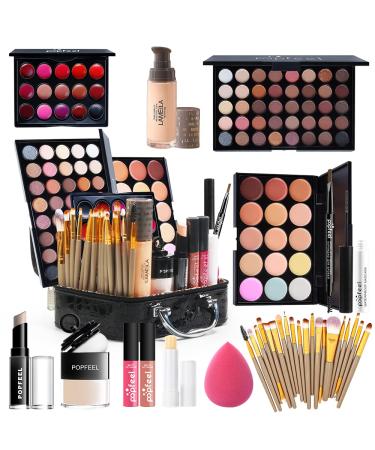All in One Makeup Kit Makeup Kit for Women Full Kit Multipurpose Makeup Kit-Makeup Brush Set,Eyeshadow Palette,Lip Gloss Set, Makeup Bag,Eyebrow Pencil,Mascara and Face Makeup (KT18)