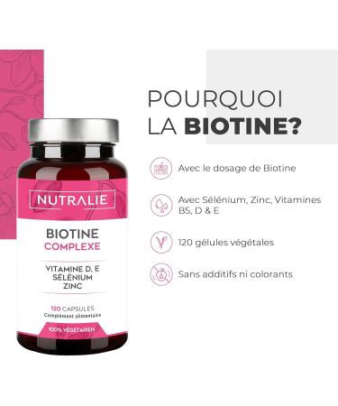 Biotin Hair Growth 10 000 g - Very Fast - Winner 2022 Zinc + Selenium Vit D E - Skin Nails - Women Men - Vitamin B8 Food Supplement - 120 Capsules Nutralie - Buy Online on GoSupps.com