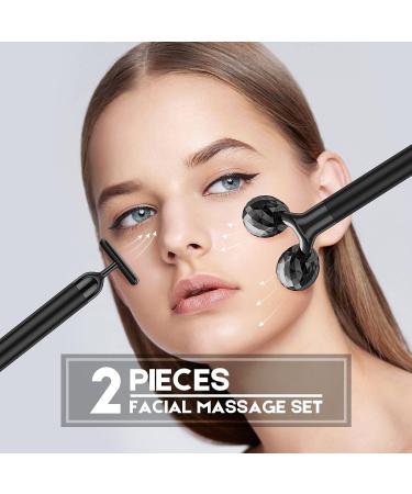 2 in 1 Electric Face Massager Kit - 3D Roller & T Shape Facial Tool Set for Skin Care - Buy Online on GoSupps.com