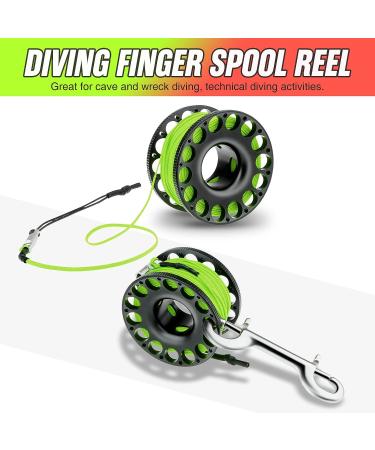 Aluminum Alloy Scuba Diving Reel with 30m High Visibility Line - Ideal for Wreck Cave Exploration | Fluorescent Green - Buy Online on GoSupps.com