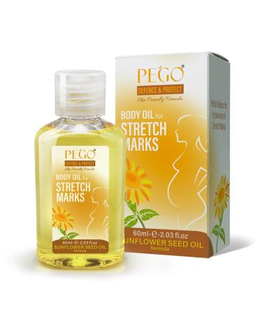 PEGO Stretch Mark Oil for Pregnancy, Maternity Body Oil for Stretch Mark Prevention & Reduction, Hydrating Skin Care, 2.03oz (1Pack) 1pcs