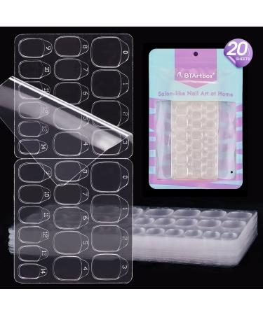 Nail Adhesive Tabs for Press On Nails - BTArtbox 20 Sheets 15 Sizes Ultra Thin & Waterproof Nail Stickers for Fake Nails 600PCS Double Sided Jelly Nail Sticky Tabs for Manicure