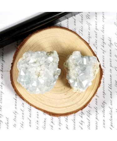 Soulnioi 2pcs Natural Raw Blue Celestite Mineral Irregular Healing Crystal Cluster for Meditation Therapy Home Room Decoration - Buy Online on GoSupps.com