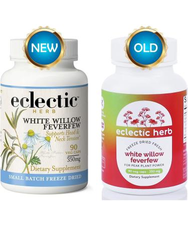 Eclectic Institute Raw White Willow & Feverfew Capsules - 90 Count (350mg) | Non-GMO, Freeze-Dried for Pain Relief Support - Buy Online on GoSupps.com
