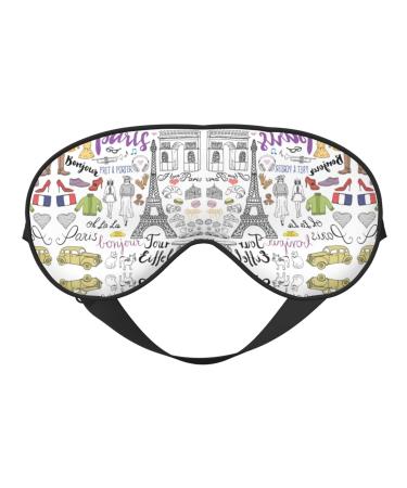 FoRes French Paris Tour Eiffel Tower Print Adult Unisex Sleep Eye Mask Light Blocking Adjustable Smooth for Deep Rest Black