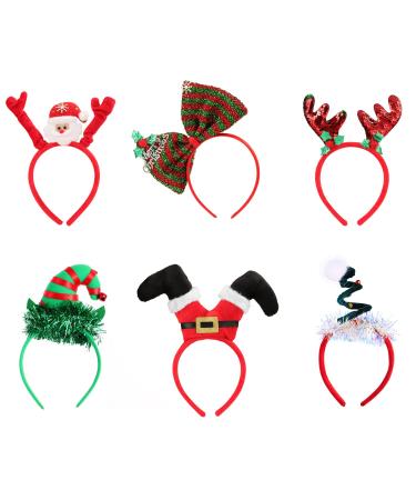 Frcolor 6 Pack Christmas Hair tires Eleven reindeer anti -consecration sheet of Santa headgear hair bracket for Christmas holidays parties photos stand