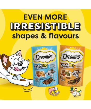 DREAMIES Shakeups Rockin Roost Cat Treats 8 x 55g - Irresistible Cat Snacks for Playful Pets - Buy Online on GoSupps.com