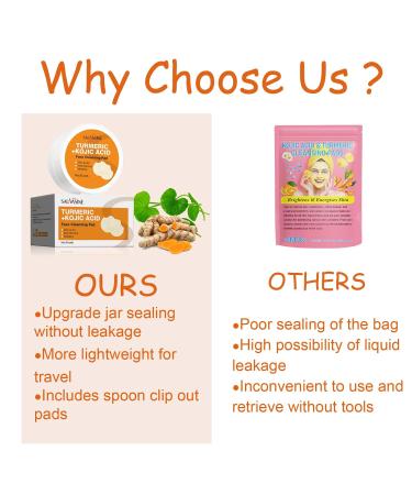 Turmeric Kojic Acid Cleansing Pads - 30pcs for Balanced Skin | Moisturizes & Nourishes | Leak-Proof Upgrade - Buy Online on GoSupps.com