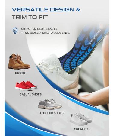 Plantar Fasciitis Relief Insoles - Arch Support & Shock Absorption for Flat Feet | Orthotic Inserts for Men & Women - Comfort Fit (S) Men's 5.5-6.5 | Women's 7.5-8.5 - Buy Online on GoSupps.com