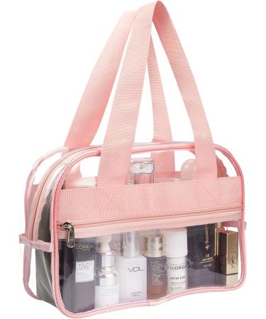 Premium Clear Makeup Cosmetic Toiletry Organizer Bag | Stadium Approved Clear Tote Bag | Mini Clear Purse for Gym, Work, Travel - Pink - Buy Online on GoSupps.com