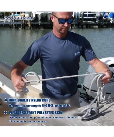 Innodedear 1/2 X 15 Dock Lines 4 Pack | Marine-Grade Double-Braided Nylon Rope | High-Performance Mooring Line for Boats (Gray) - Buy Online on GoSupps.com