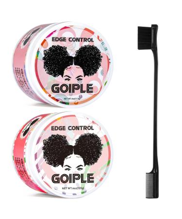 Goiple Edge Control Wax Edge Booster for Women Strong Hold Non-greasy Edge Smoother Edge Control for Black Hair Edge Fixer 4oz with Brush 1pc