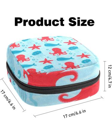Women's Napkin Storage Pocket - Marine Octopus & Jellyfish Design | Portable Menstrual Cup & Bandage Bags for First Period - Buy Online on GoSupps.com