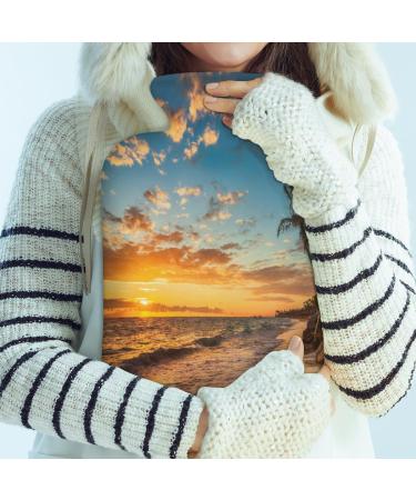 Sunrise Tropical Beach Hot Water Bottle 2L - Fluffy Cover for Cozy Pain Relief - Ideal for Back Neck & Shoulders - Buy Online on GoSupps.com