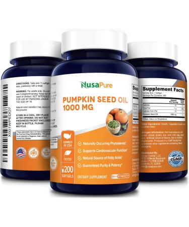 Pumpkin Seed Oil 1000mg - 200 Softgel Capsules (Non-GMO & Gluten-Free) with Phytosterols - Buy Online on GoSupps.com