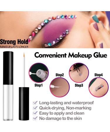 Amaoz Rhinestone Jewel Pickup Tool - Makeup Glue Dual-Ended Picker Dotting Pen with Flat Back Gems, Pearls, and Round Rhinestones for Nails, Crafts, and Eye Makeup - 3500PCS SS4-16, L.Glue, Clear & Crystal AB, White - Buy Online on GoSupps.com