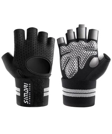 SIMARI Workout Gloves Men and Women Weight Lifting Gloves with Wrist Wraps Support for Gym Training, Full Palm Protection for Fitness, Weightlifting, Exercise, Hanging, Pull ups Ashy Black Large - Buy Online on GoSupps.com